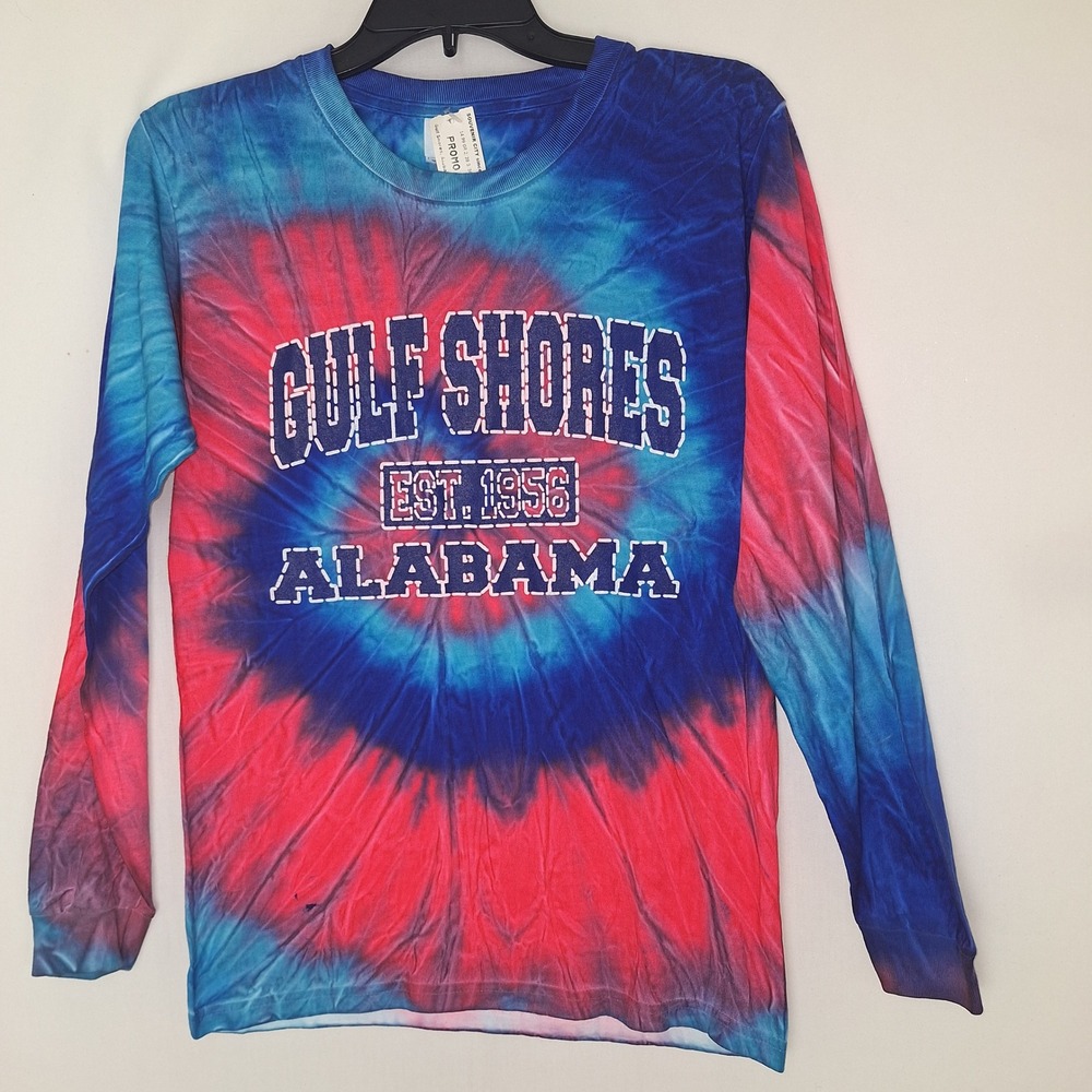 NWT Y2K 100% Cotton Retro Yazbek Tie Dye Gulf Shores Alabama Shirt S (SEE FLAW)
